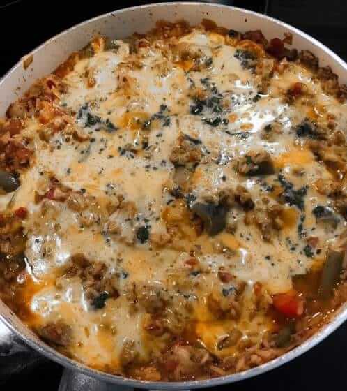 Ground Beef And Peppers Skillet N